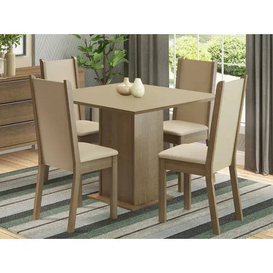 Juego Comedor Mesa Tapa De Vidrio Y 4 Sillas Tapizadas Tela