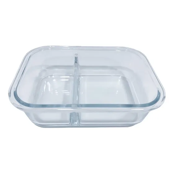  05 Potes Marmita Vidro Com Divisória E Tampa 1010ml Dieta 