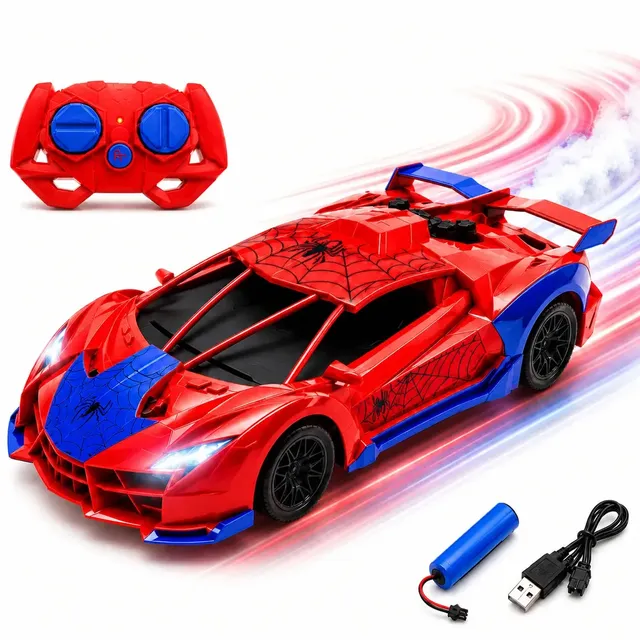 Carrinho Spider com luz e efeito de fumaça
