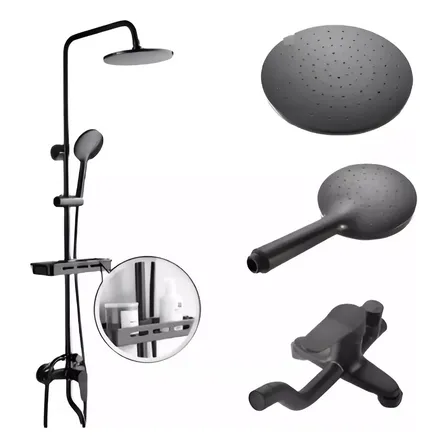 Columna De Ducha Color Negro Mate