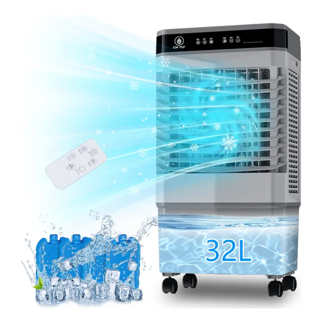 Enfriador De Aire Evaporativo Acondicionado Portátil Cm-top Ven41 Con 3 Velocidades Control Remoto Temporizador Control Táctil 32l Color Gris
