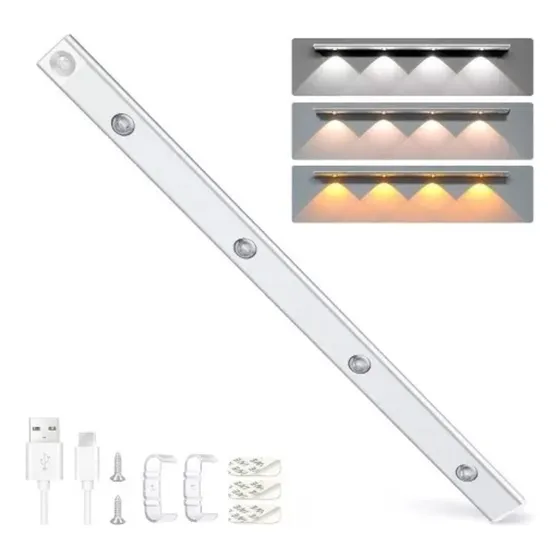 Barra Led Con Sensor De Movimiento Recargable 3 Tonos 60cm