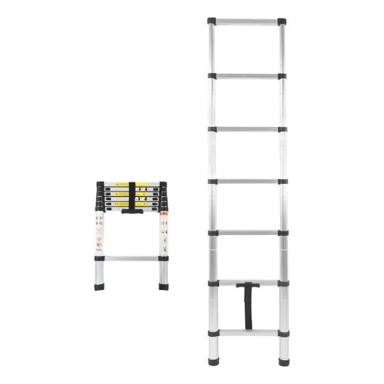 2m Escalera Telescópica Portátil Extensión Plegable Aluminio