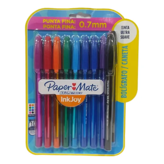 Boligrafo Paper Mate 0.7mm Blister X10 Colores Sutidos