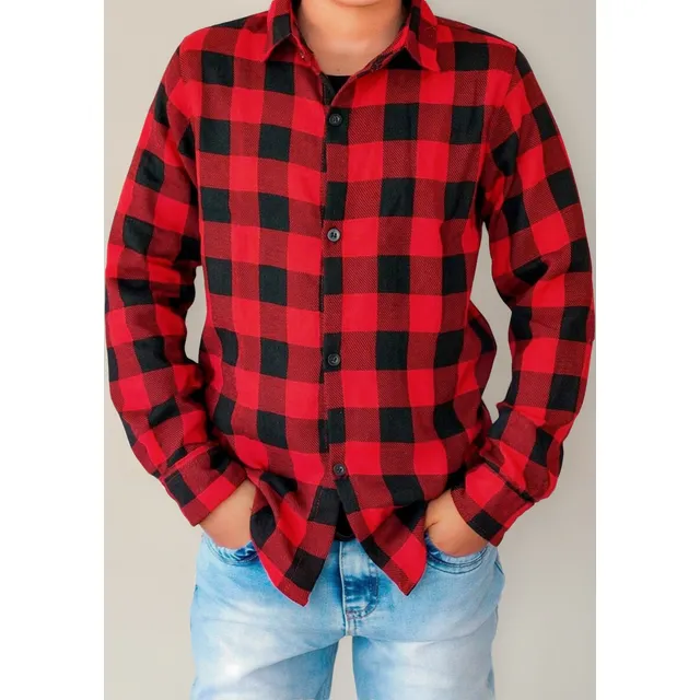 Camisa Xadrez Infantil Flanelada Menino Masculino Junina