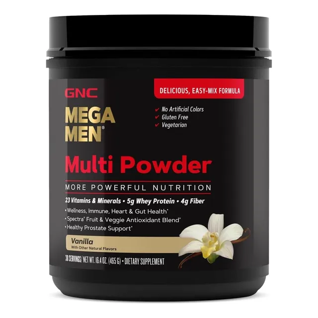 Multivitamínico Mega Men En Polvo Vainilla Gnc 465 G Vainilla