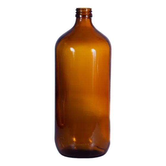 12 Und Frasco Envase De Vidrio Ambar 1000ml (1 Litro) C/tapa