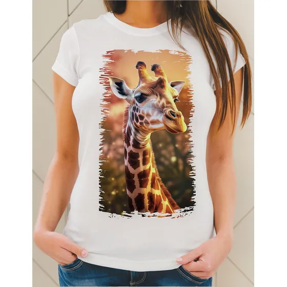 Camiseta Baby Look Animais Girafa 186