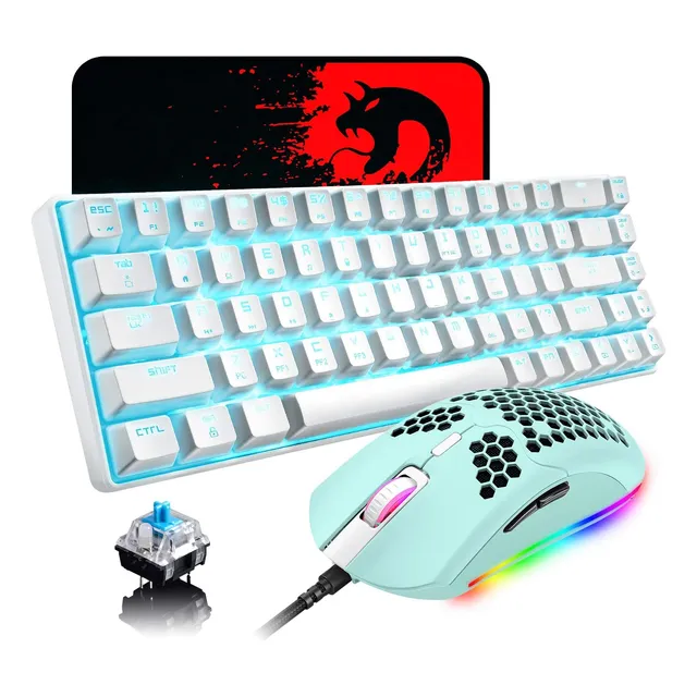 Lexonelec 60% Teclado Y Mouse Mecánicos Para Juegos, 18 Rgb,
