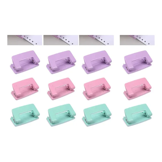 Pack 12 Perforadora De Papel Manual Doble Orificios