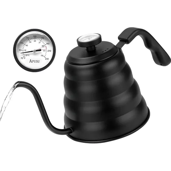 Tetera Cuello De Cisne Con Termómetro Cafetera Acero Inox