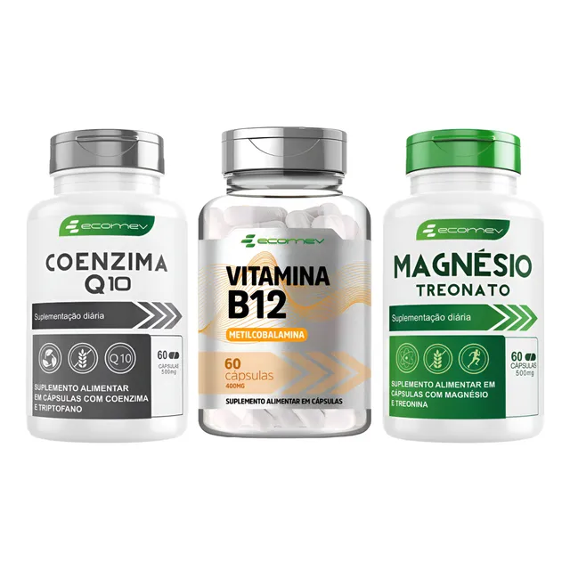 Magnésio Treonato + Coenzima Q10 + B12 Forma Ativa 180cáps