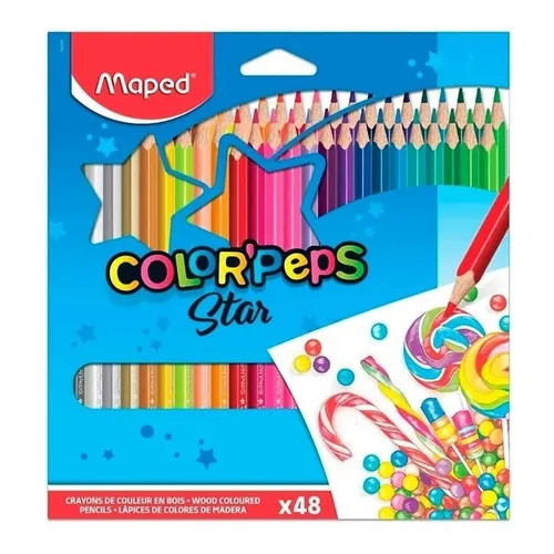 Lapices Maped X 48 Colores Caja De Cartón Trazo Surtidos