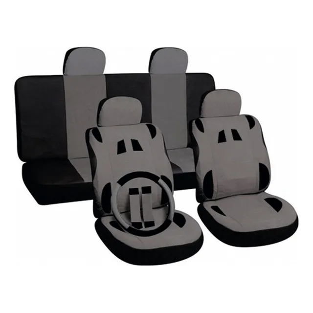 Kit Cubre Asientos Eco Cuero Negro Gris Weston