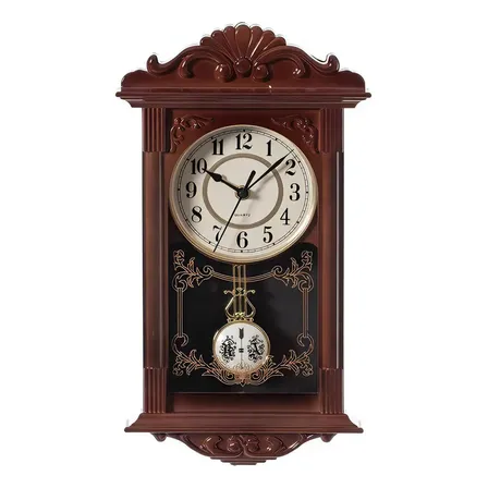 Relógio de Pêndulo Decorativo Marrom para Parede Retrô
