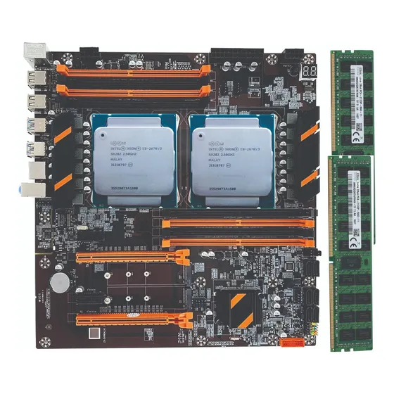 Kit X99 Placa Mãe Dual Cpu + Xeon E5 2678 V3 + 64gb Ddr4