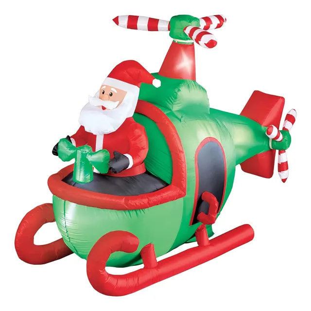 Santa Helicóptero Decoración Inflable Exteriores