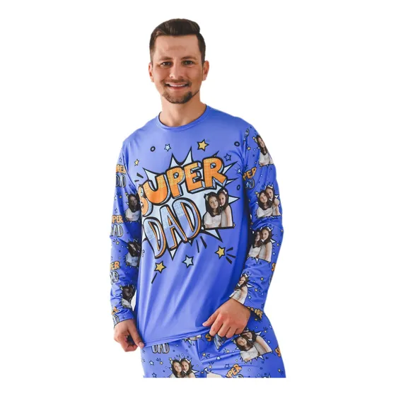 Yyi Pijama Longo Personalizado Com Foto Masculino - Memórias