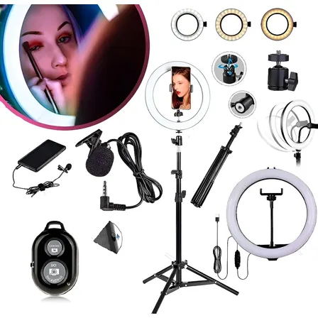 Hing Light Led Profissional Ringlight Full Completo Portatil 127/220v Preto Branco Quente - Frio - Neutro
