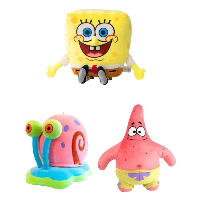 Kit 3 Pelucias Bob Esponja Patrick E Gary 20 Cm Antialérgico