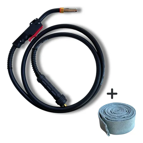 Tocha Solda Mig 400 A 450 Conector Euro + Proteção Raspa 3m