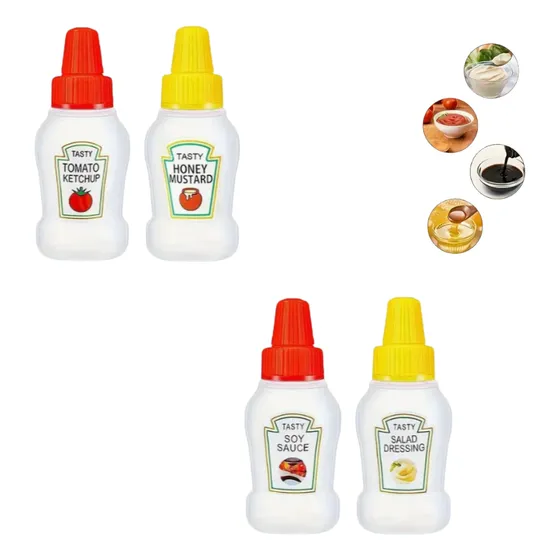 Mini Botella Para Salsa, Miel, Ketchup Ideal Para Lonchera 