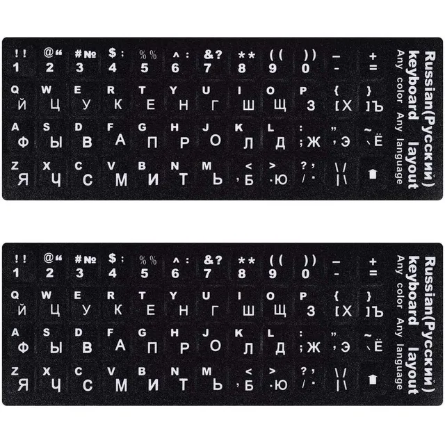 Pegatinas Adhesivas Para Teclado Ruso En Ingles, Fondo Ne...