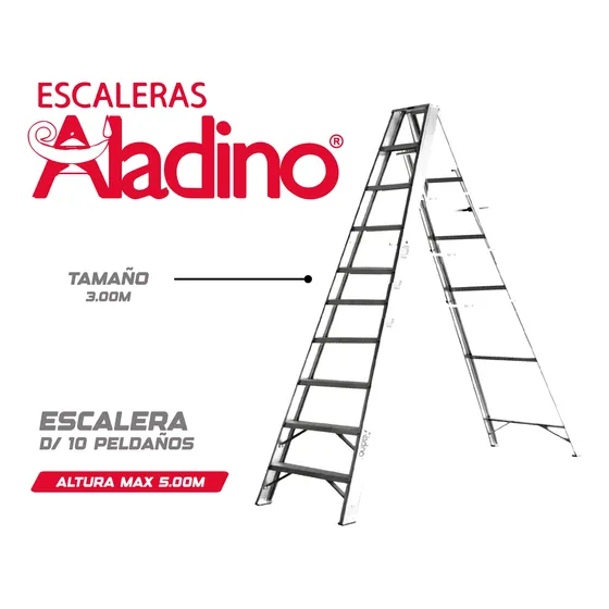 Escalera Tipo Tijera Portátil 10 Peldaños Aladino