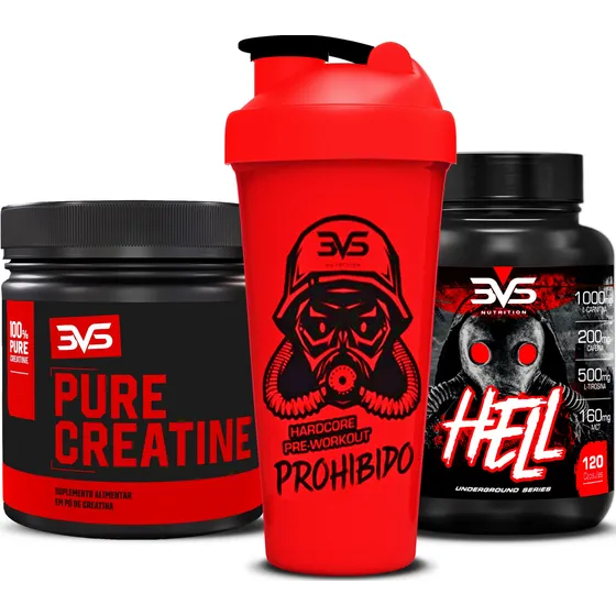 Kit Creatina Monohidratada + Termogênico Hell + Coqueteleira