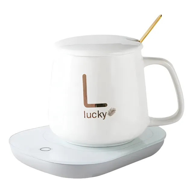 Taza De Cafe Con Base Termica Calentador 55 Grados Ceramica