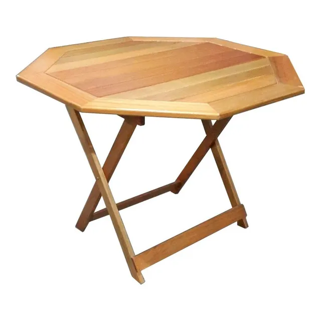 Mesa Plegable Octogonal Madera Eucaliptus Envio Gratis