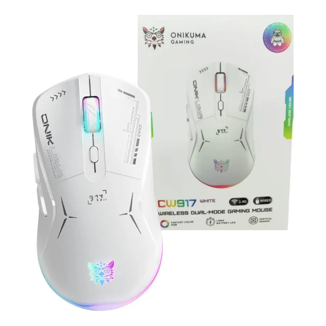 Mouse Gamer Inalámbrico Cw917 Blanco Onikuma