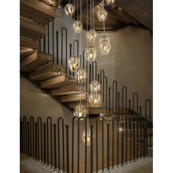 Candelabro Moderno Cristal 10 Luz Techo Alto Lampara Larga X