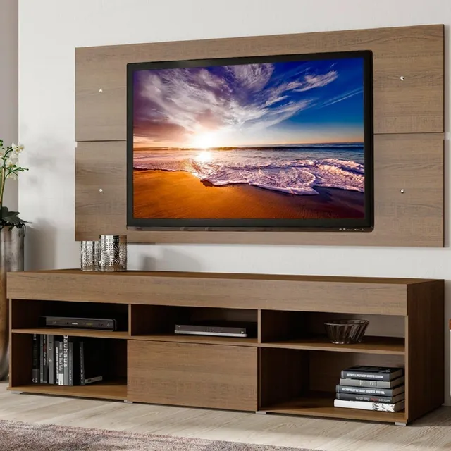 Centro de Entretenimiento para TV Miami Mesa y Panel Hasta 65 Pulgadas - Marrón