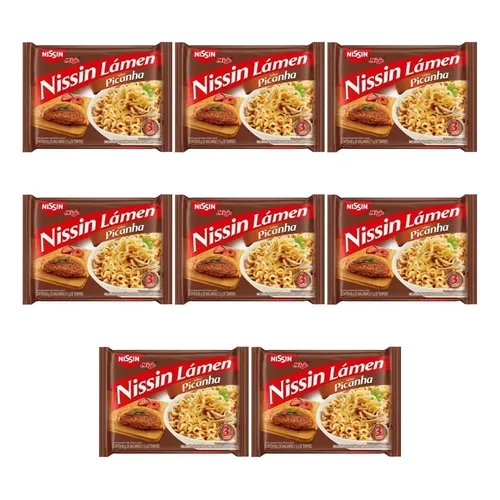 Kit Com 8 Miojo Nissin Frango Assado Com Toque De Limão 85g