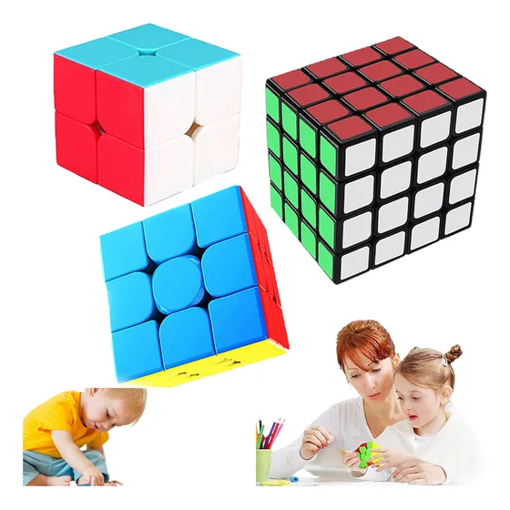 Pack 3 Cubo Rubik Tipo De Qiyi 2x2, 3x3, 4x4 Uso Profesional