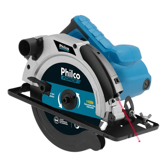 Serra circular elétrica Philco PSC01 185mm 1.5kW azul-celeste 127V