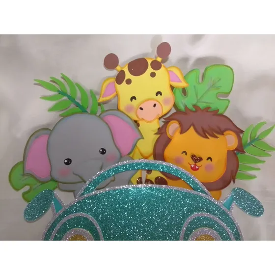 Carro Baby Safari En Foami Animalitos Baby En Foami