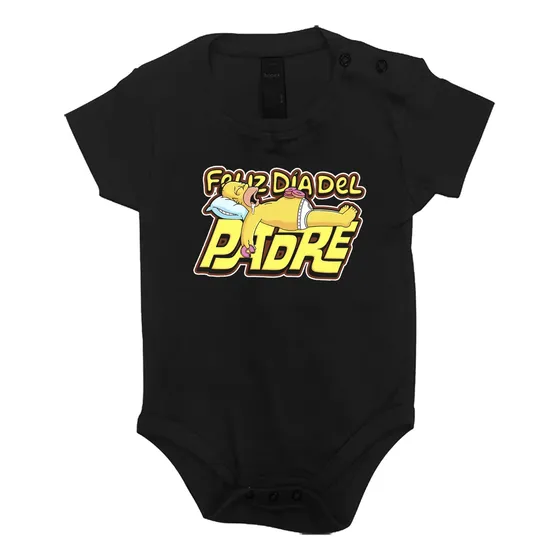 Pañalero Dtf Día Del Padre Papá Homero Simpson Hijo M1 Negro 9-12 Meses
