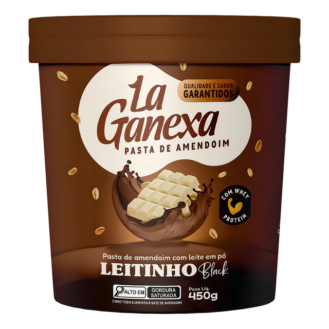 Pasta De Amendoim La Ganexa Com Whey Protein Zero Açúcar Pote 450g Sabor Leitinho Black Pasta De Amendoim La Ganexa Com Whey Protein Zero Açúcar Pote 450g Sabor Leitinho Black