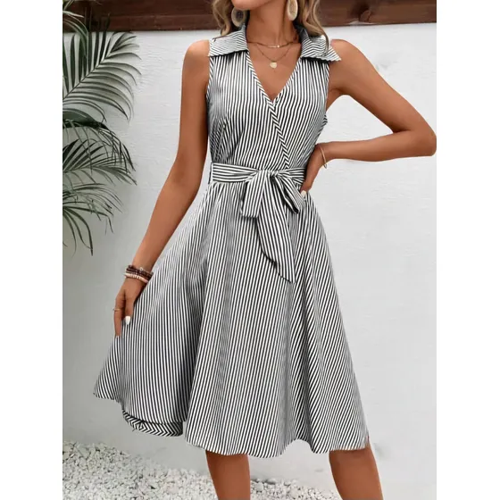 Vestido A Rayas Corte A