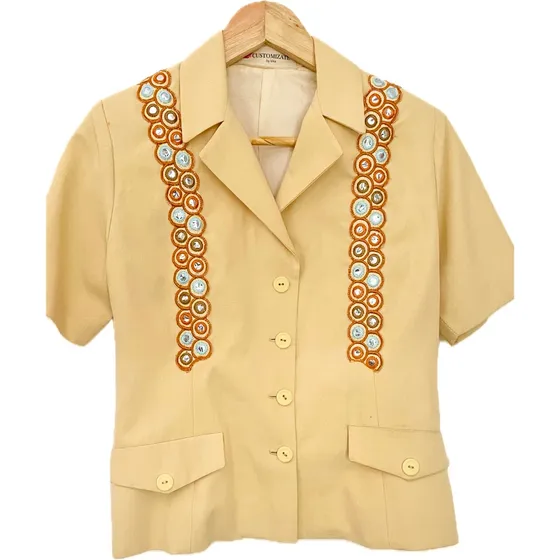 Saco Blazer Mangas Cortas Boho Hippie Chic Mujer 