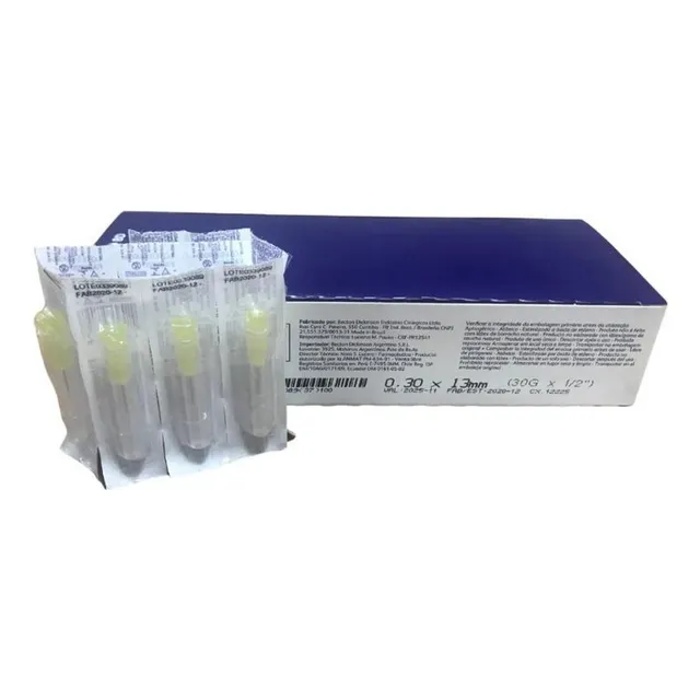 Agulha 13 X 0,30 30g 1/2 Amarela 2 Cx C/100 Un - Bd