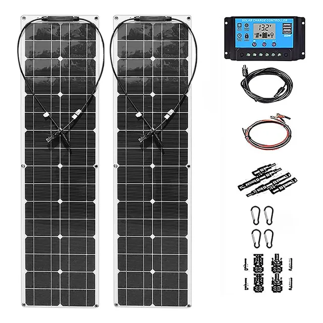 Panel Solar Flexibl Kit Vatio Controlador Carga Para Bateria