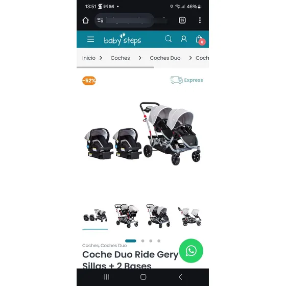 Coche Mellizos Gemelar Doble Infanti