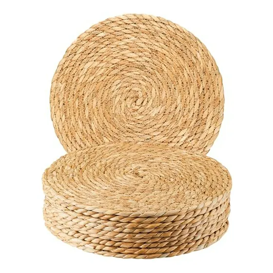 Juego De 10 Individuales Redondos Tejidos A Mano De Rattan B