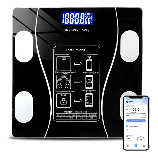 Balança Bioimpedância Imc Digital Aplicativo Bluetooth 180kg