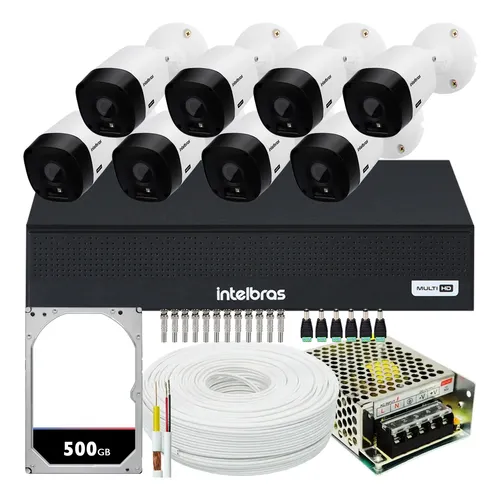 Kit Dvr Intelbras 16 Canais H.265 1tb 12 Câmeras Full Hd 20m