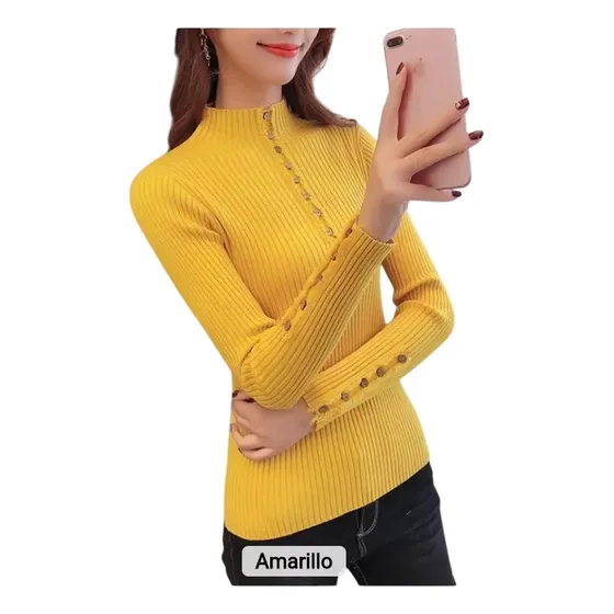 Suéter Manga Larga Cuello Alto Para Damas