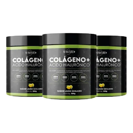 Colágeno Em Pó N-nature Limão 220g Hidrolisado Com Vitaminas